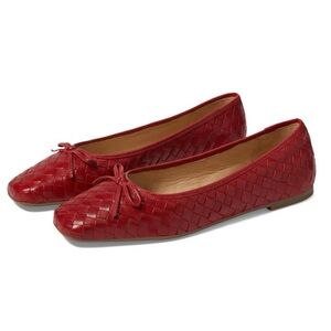 BERNARDO Bottega Veneta Intrecciato Gwynn Woven Red Leather Classic Ballet Flats